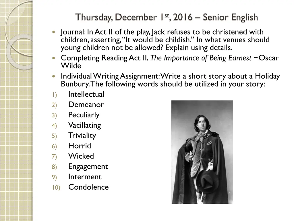 thursday december 1 st 2016 senior english