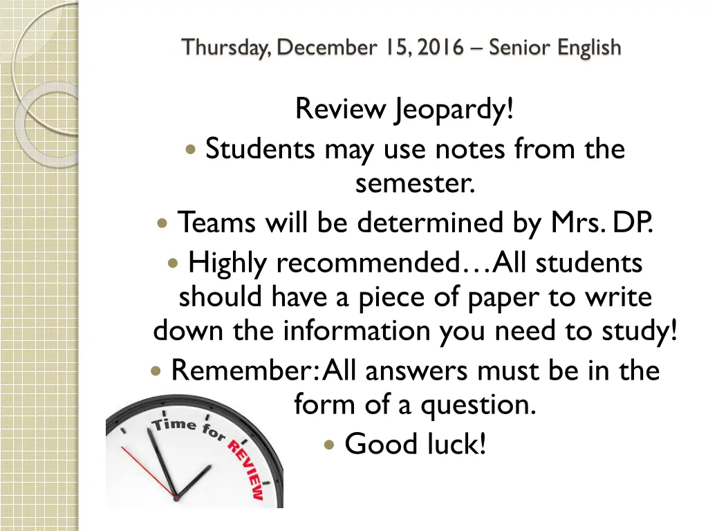 thursday december 15 2016 senior english