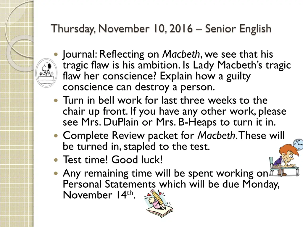 thursday november 10 2016 senior english