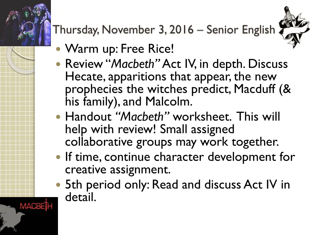 thursday november 3 2016 senior english warm