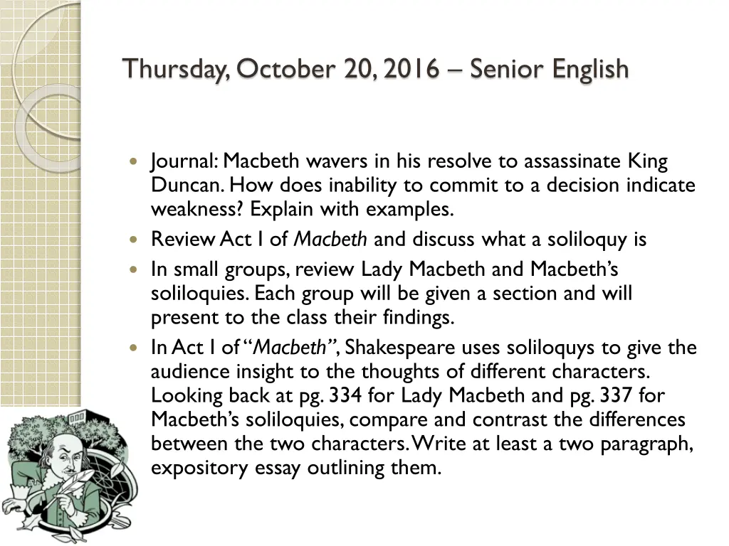 thursday october 20 2016 senior english