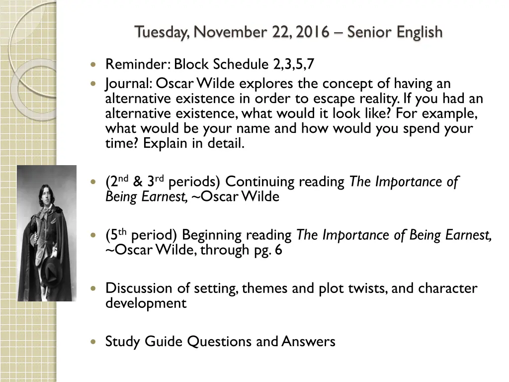 tuesday november 22 2016 senior english