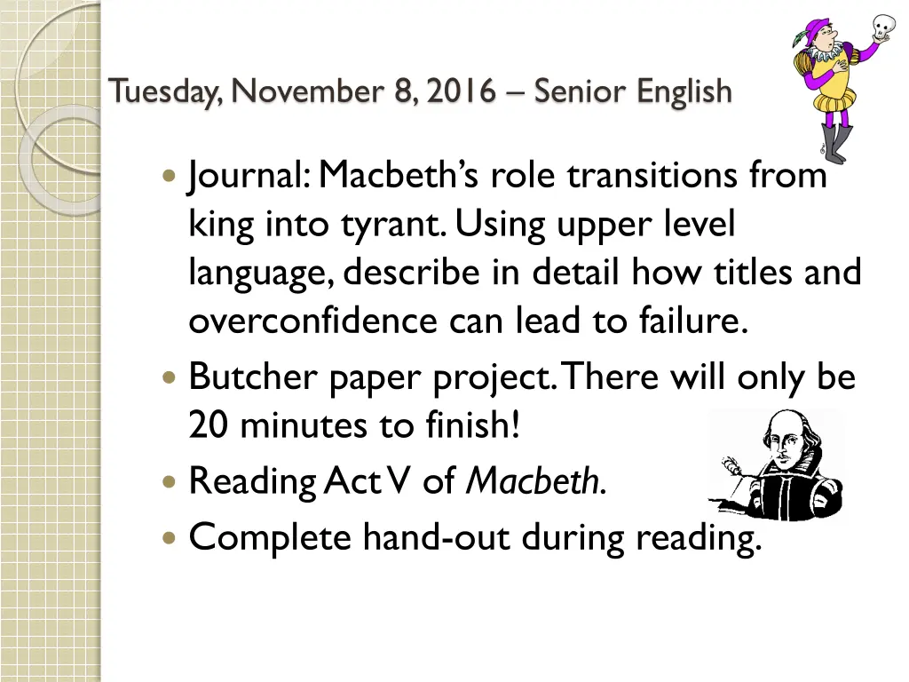 tuesday november 8 2016 senior english