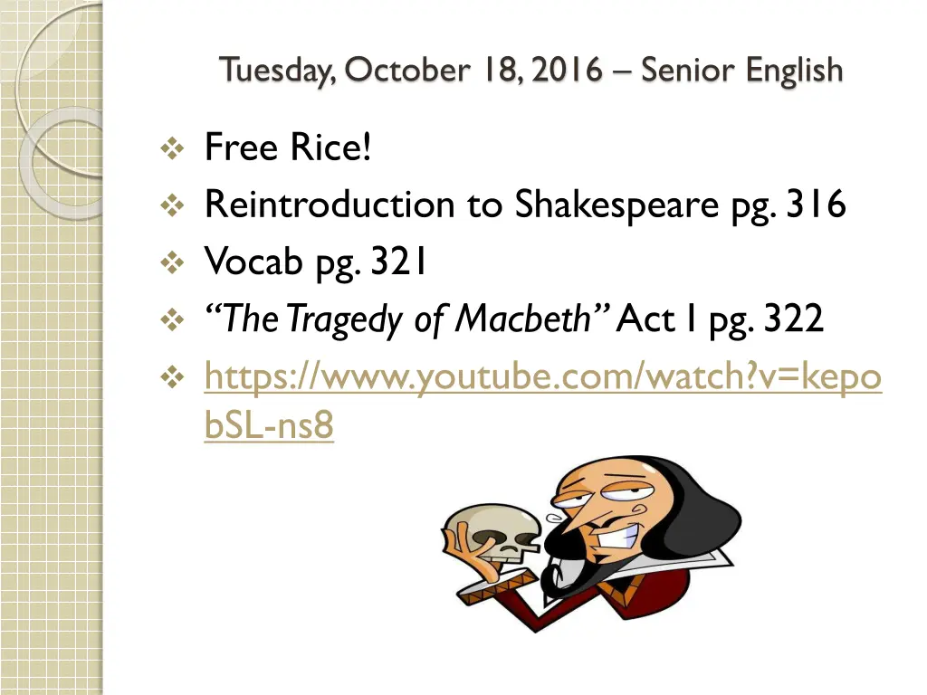tuesday october 18 2016 senior english