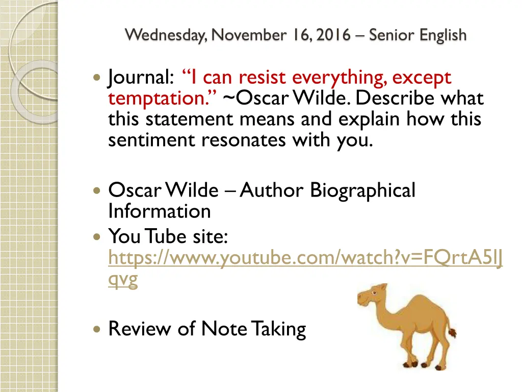 wednesday november 16 2016 senior english