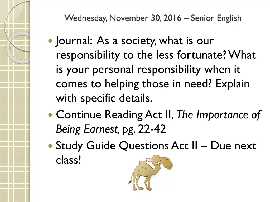 wednesday november 30 2016 senior english
