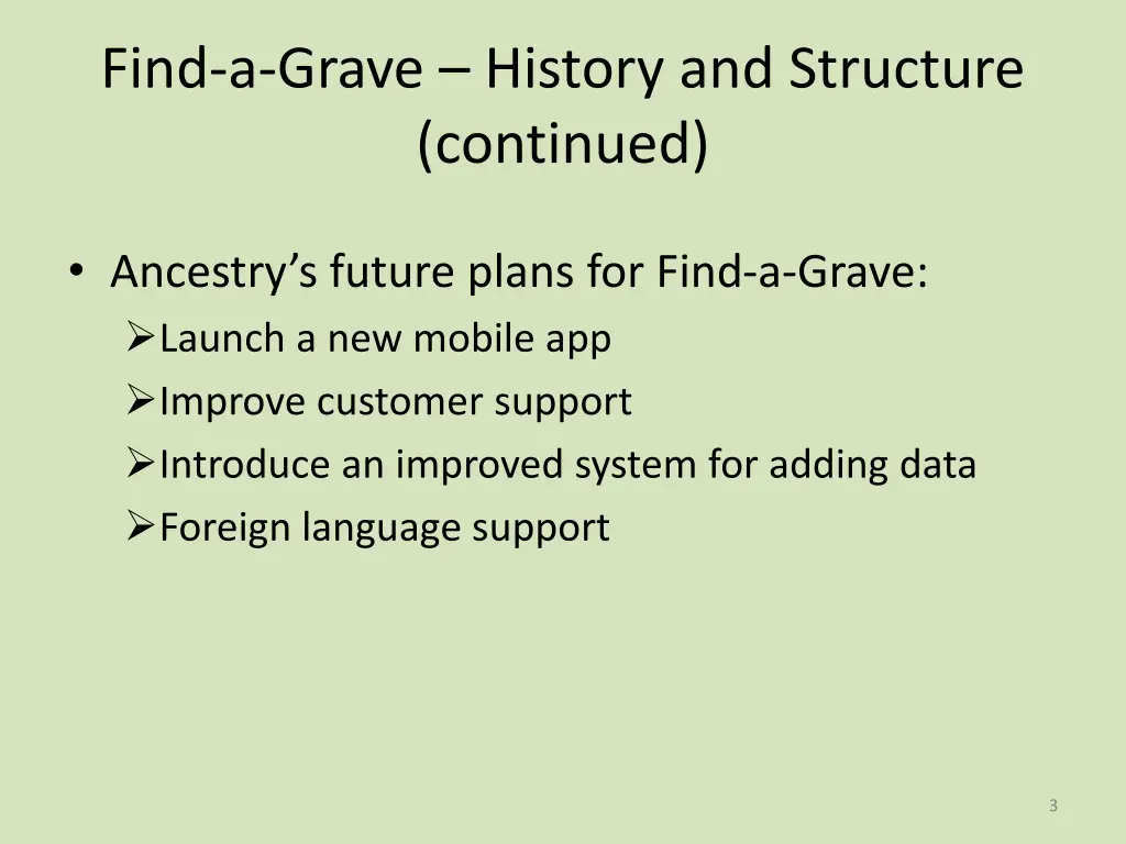 find a grave history and structure continued