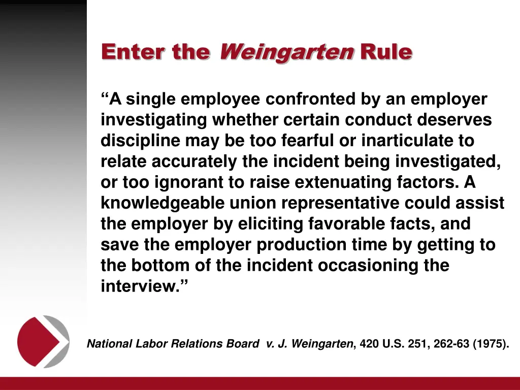 enter the weingarten rule