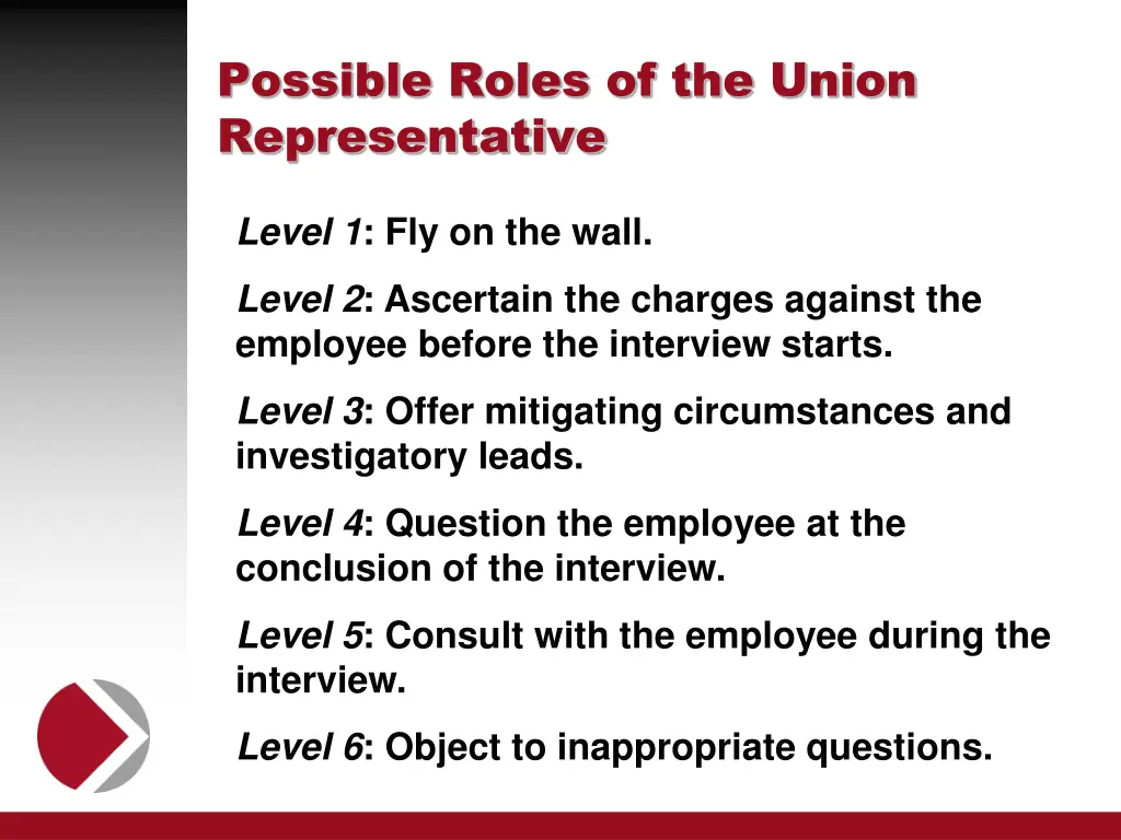 possible roles of the union representative