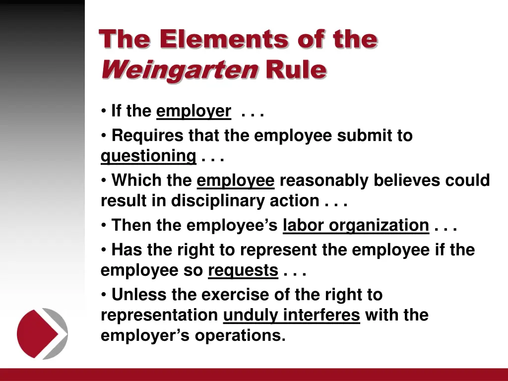 the elements of the weingarten rule