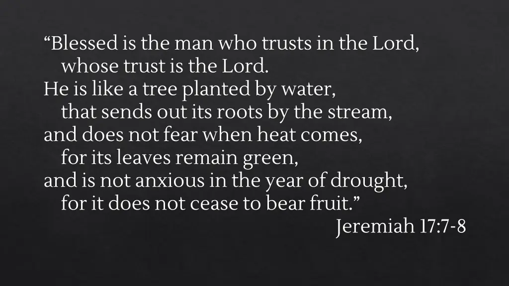 blessed is the man who trusts in the lord whose