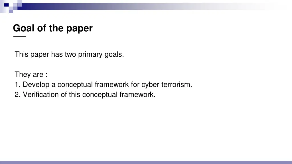 goal of the paper