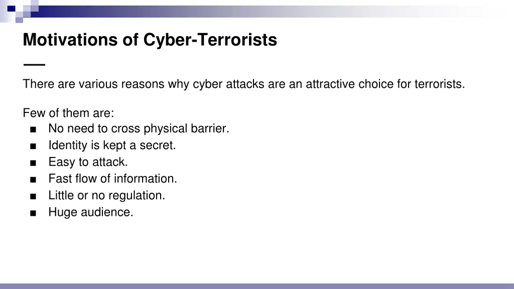 motivations of cyber terrorists