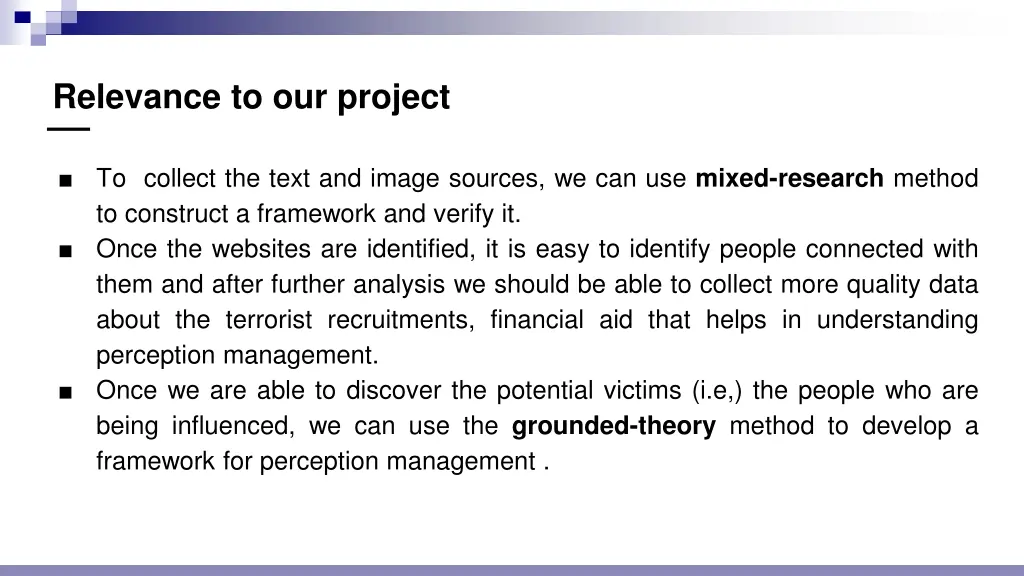 relevance to our project