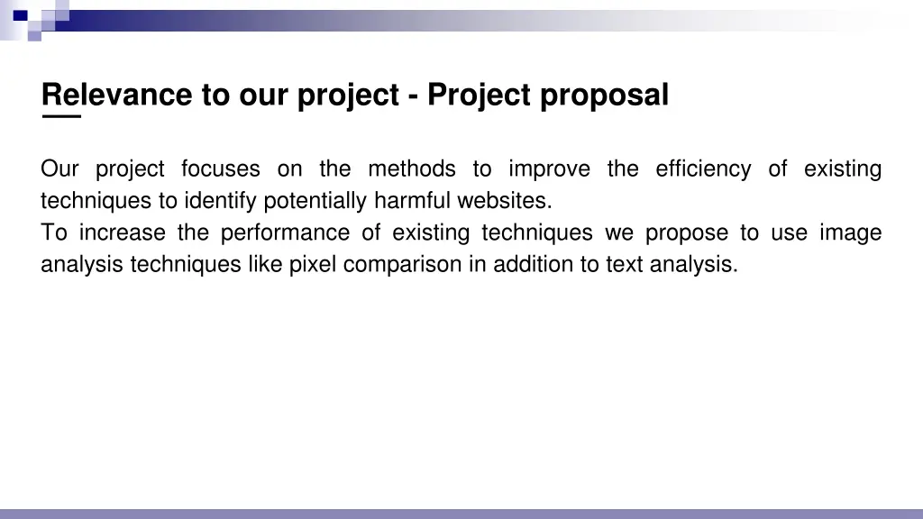 relevance to our project project proposal