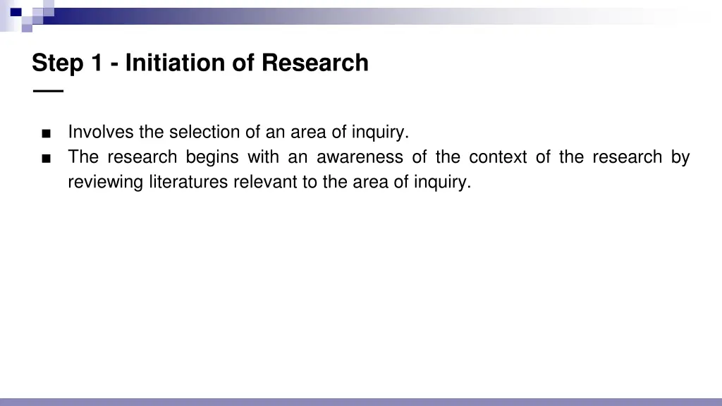 step 1 initiation of research