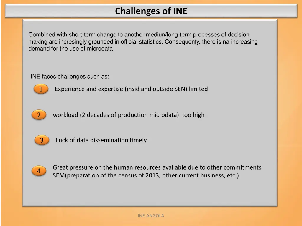 challenges of ine