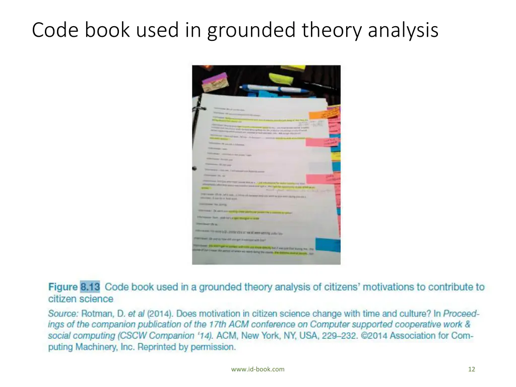 code book used in grounded theory analysis