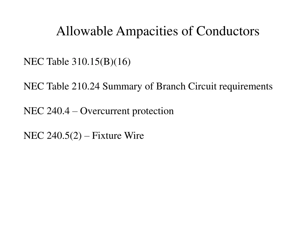 allowable ampacities of conductors