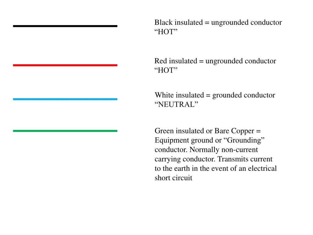 black insulated ungrounded conductor hot