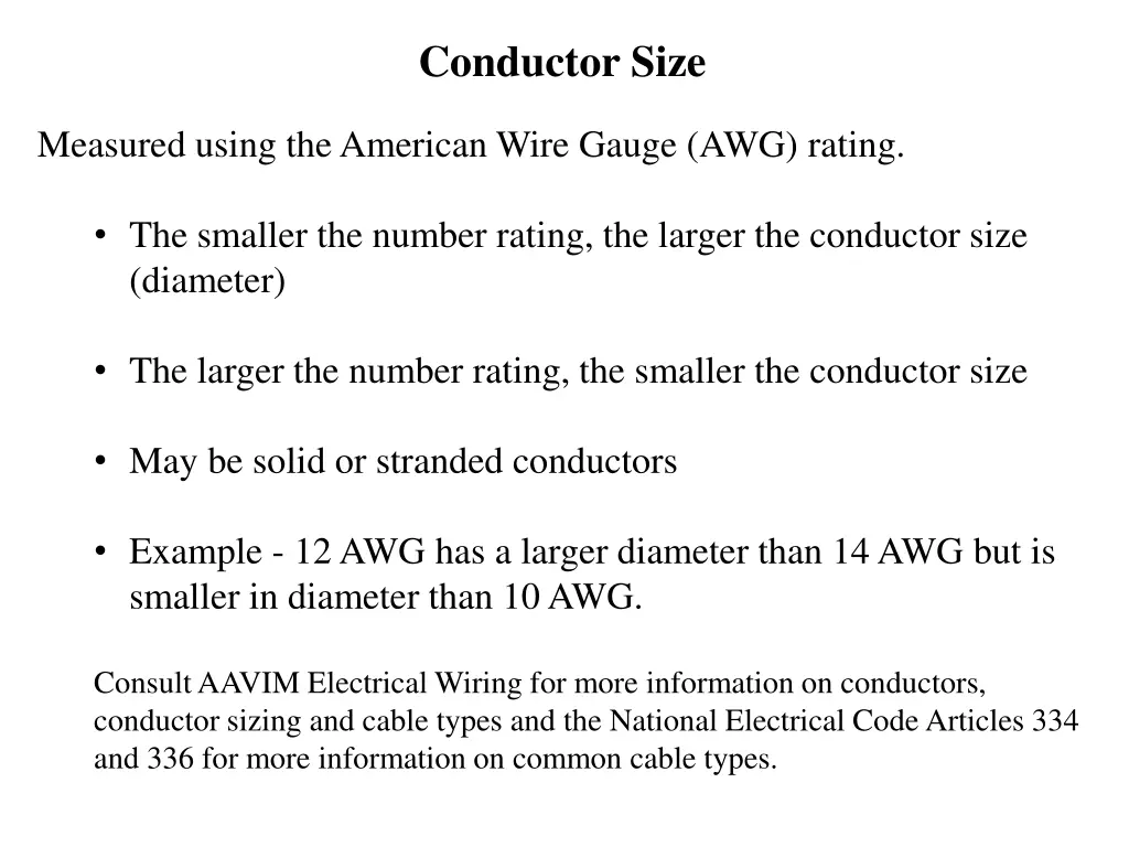 conductor size