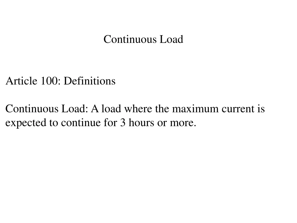 continuous load