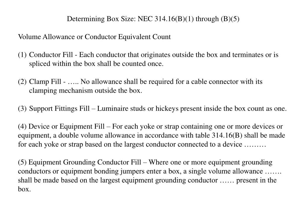determining box size nec 314 16 b 1 through b 5