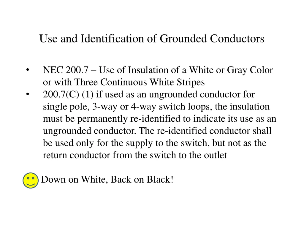 use and identification of grounded conductors
