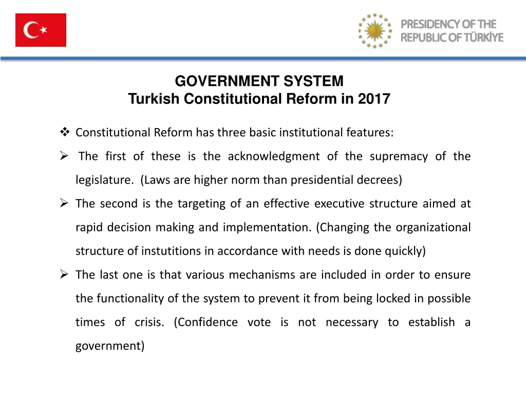 government system turkish constitutional reform 1