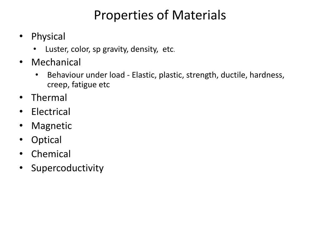 properties of materials