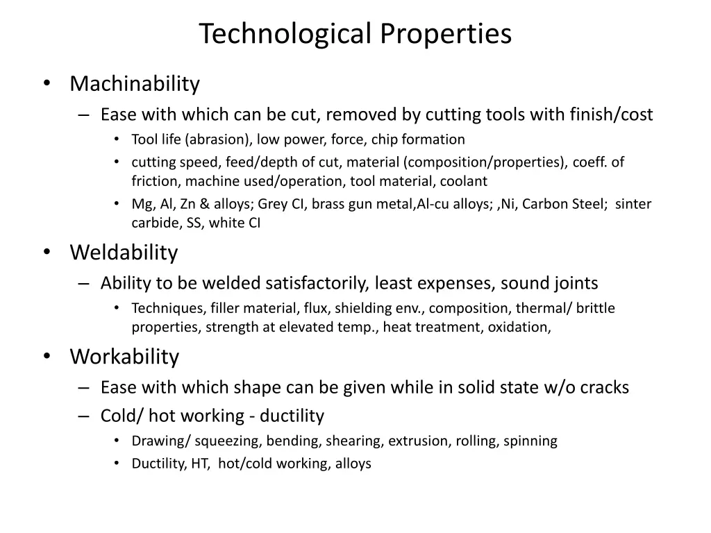 technological properties