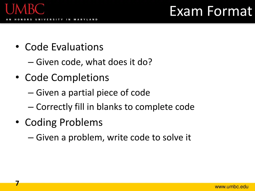 exam format 1
