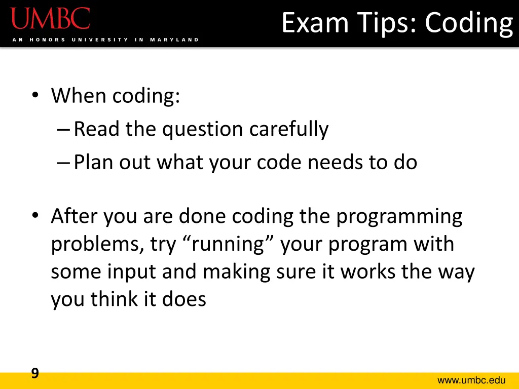 exam tips coding