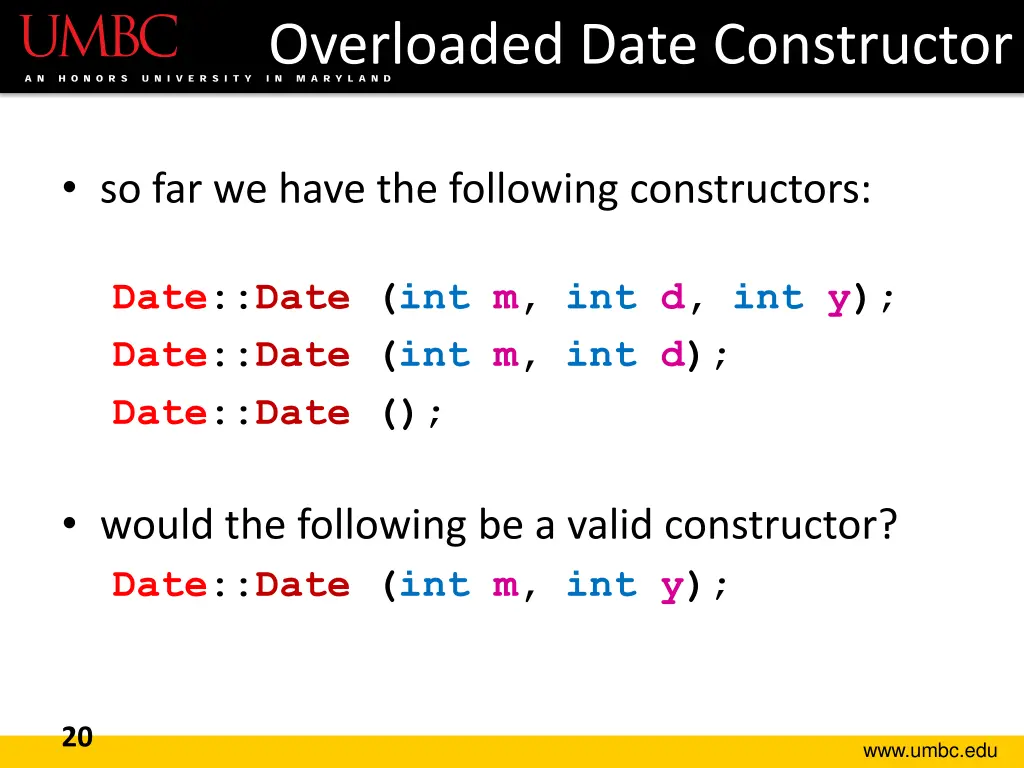 overloaded date constructor