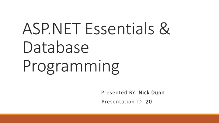 asp net essentials database programming