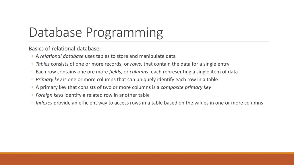 database programming