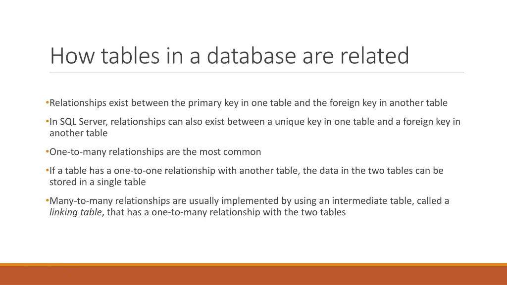 how tables in a database are related