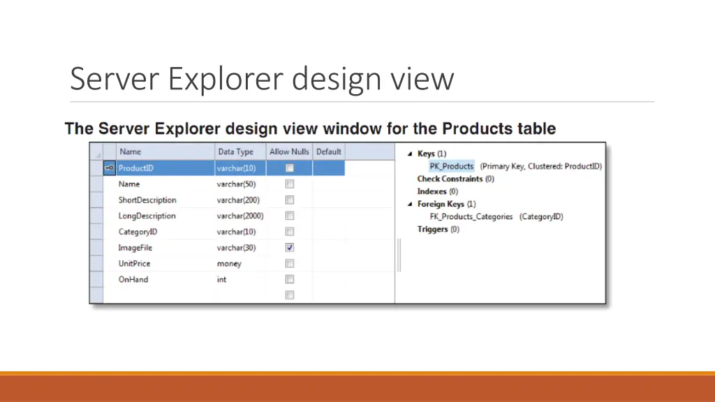 server explorer design view
