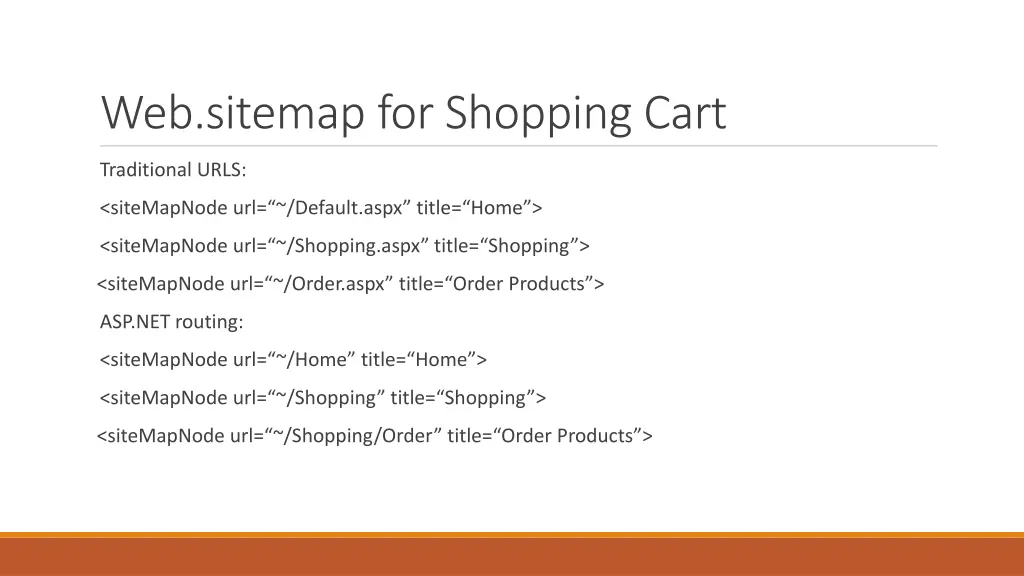 web sitemap for shopping cart