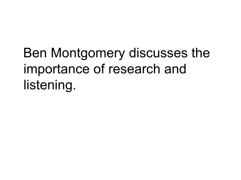 ben montgomery discusses the importance