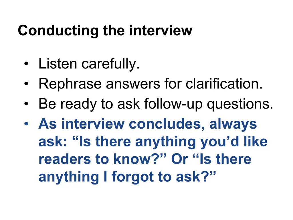 conducting the interview 1