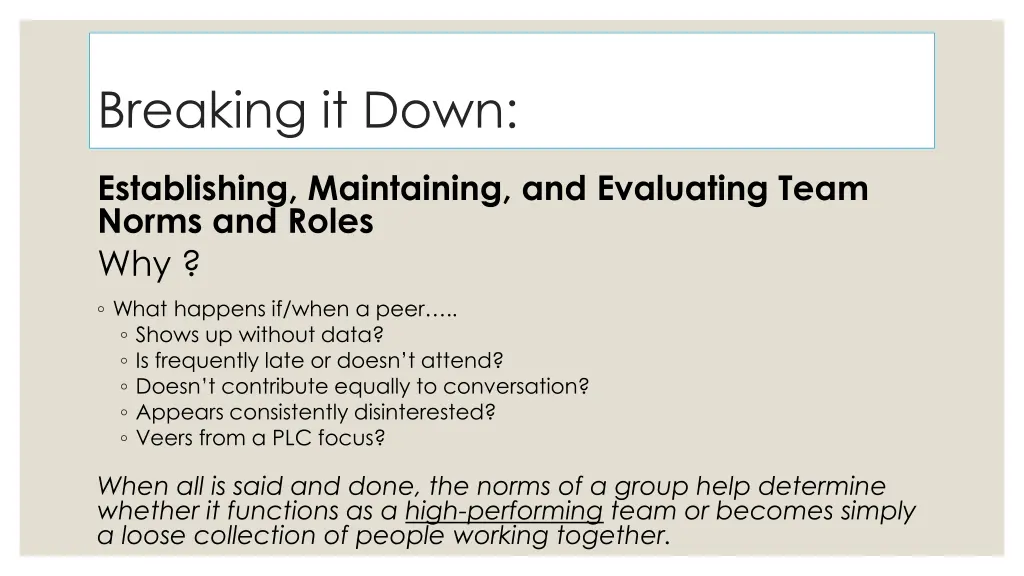 breaking it down