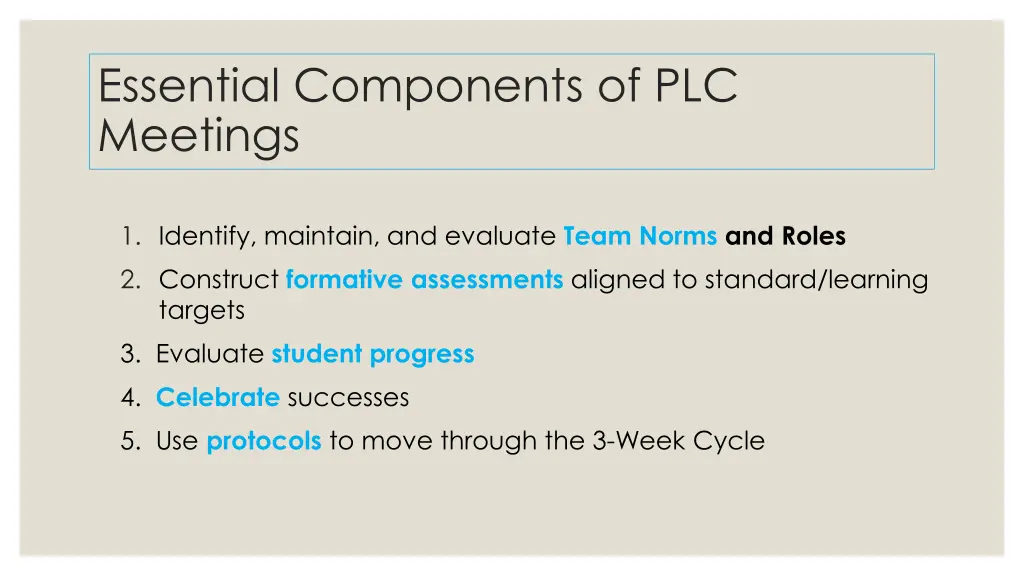 essential components of plc meetings