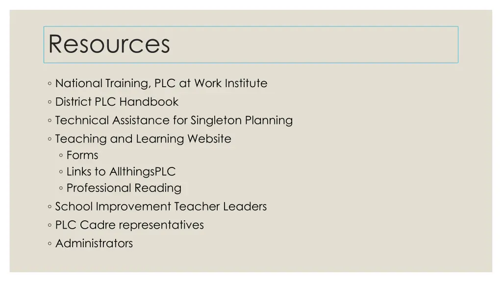 resources
