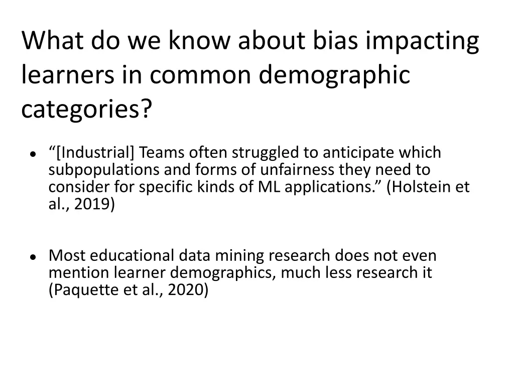 what do we know about bias impacting learners