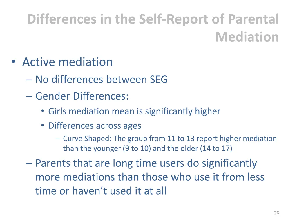 differences in the self report of parental