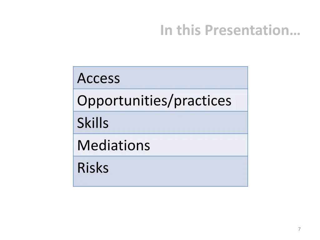 in this presentation