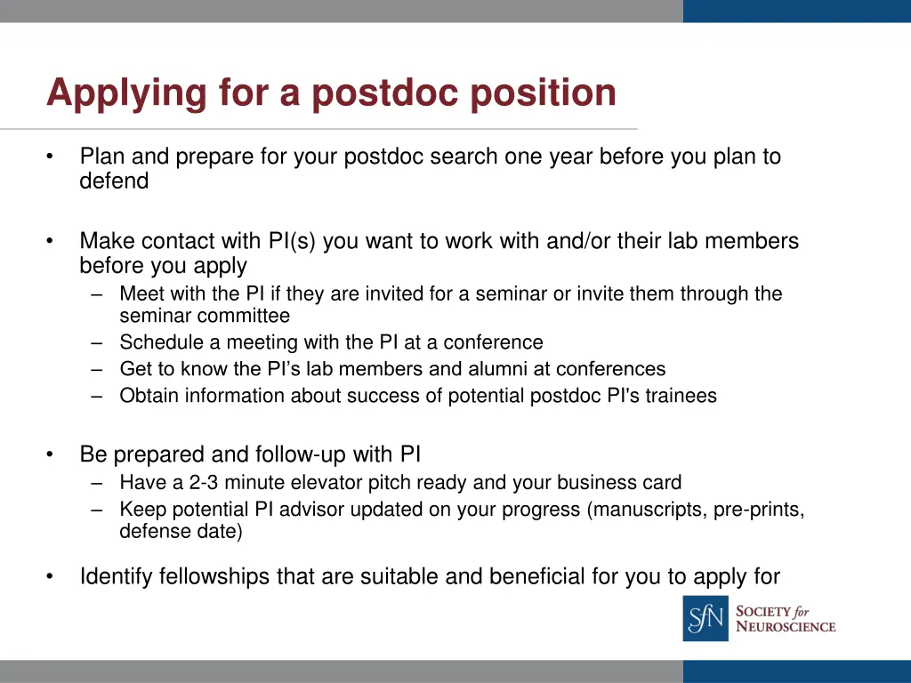 applying for a postdoc position