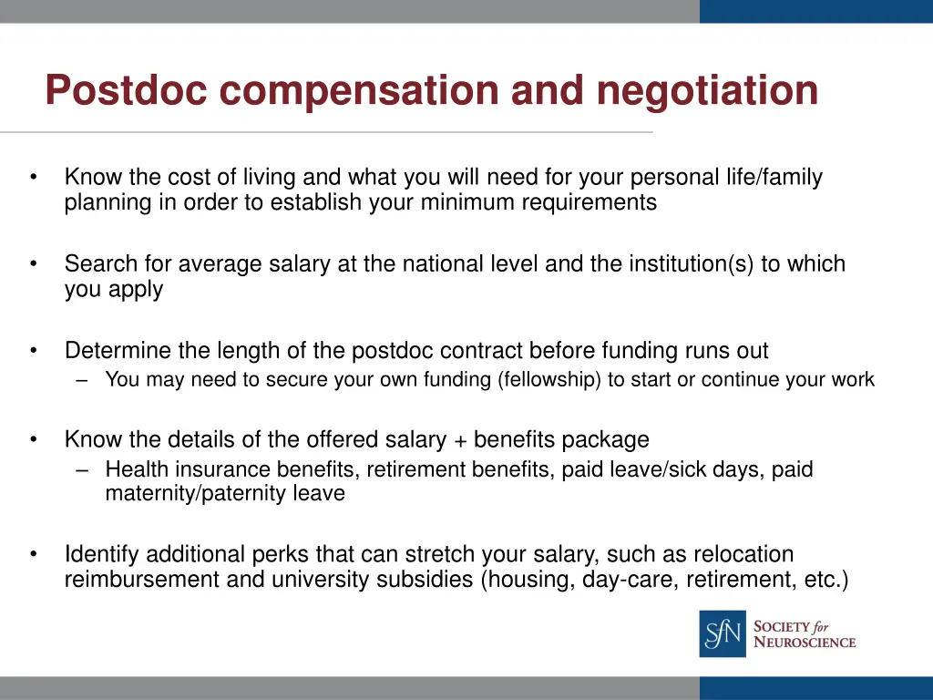 postdoc compensation and negotiation
