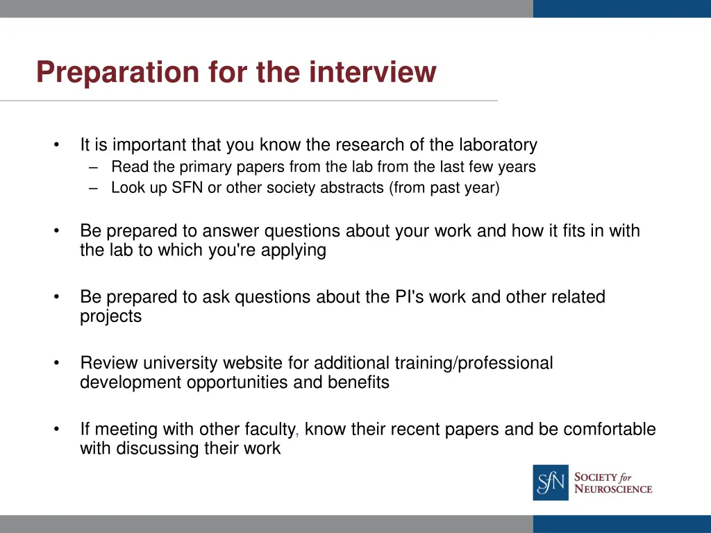preparation for the interview